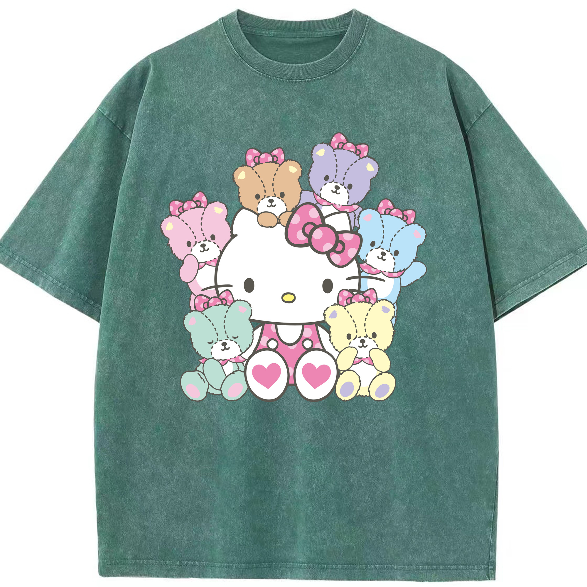 （画像用） Hello Kitty ハローキティ 綿100% ヴィンテージ風 半袖Tシャツ（フロントプリント）